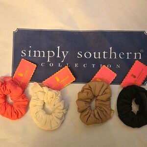 Simply Southern Puffer Scrunchie Set - Pink, Black, Tan, Cream